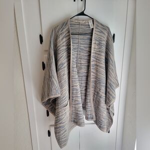 Soft Surroundings Zebra Animal Print Wool Cashmere Open Cape Sweater Shawl